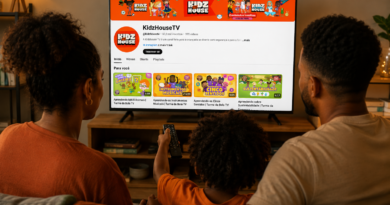 Imagem de família assistindo Kidzhouse