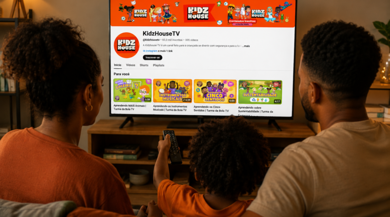 Imagem de família assistindo Kidzhouse